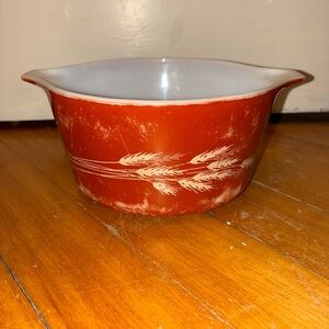 VINTAGE PYREX 473-B Autumn Harvest Wheat 1 Liter Casserole Dish, No lid